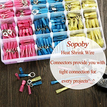 Load image into Gallery viewer, 580 PCS Heat Shrink Wire Connectors, Sopoby Electrical Terminals Kit Marine Automotive Crimp Connector Assortment, Ring Fork Spade Butt Splices
