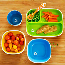Load image into Gallery viewer, Munchkin Splash 4 Piece Toddler Divided Plate and Bowl Dining Set, Blue/Green
