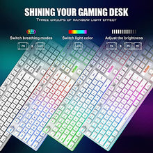 Load image into Gallery viewer, RedThunder K10 Wireless Gaming Keyboard, Rechargeable 3000mAh 2.4G LED Backlit Wireless Keyboard, Ergonomic Keyboard with Mechanical Feeling Keys for PC PS4 Xbox One Mac, Teclado Gamer, White
