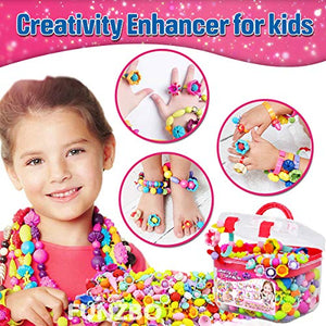 FunzBo Snap Pop Beads for Girls Toys - Kids Jewelry Making Kit Pop-Bead Art and Craft Kits DIY Bracelets Necklace Hairband and Rings Toy for Age 3 4 5 6 7 8 Year Old Girl (Large)