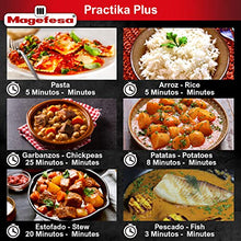 Load image into Gallery viewer, Magefesa® Practika Plus Super Fast pressure cooker, 6.3 Quart, 18/10 stainless steel, suitable induction, excellent heat distribution, 5-layer encapsulated heat diffuser bottom, 5 safety systems
