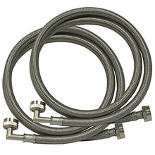 Load image into Gallery viewer, Eastman 41066 Stainless Steel Washing Machine Hose with Elbow, 6 Ft Length, Silver - 1 Pair
