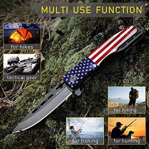 Spring Assisted Knife - Pocket Folding Knife - Military Style - Boy Scouts Knife - Tactical Knife - Good for Camping Hunting Survival Indoor and Outdoor Activities Mens Gift 6681 F