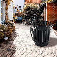 Load image into Gallery viewer, Outdoor Metal Slatted Trash Receptacle,Waste Receptacle，Commercial Trash Cans,Zone Round Garbage Bin,Square Hotel Street Patio Indoor Metal Standard Waste Receptacle
