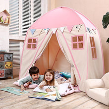 Load image into Gallery viewer, LOVE TREE Teepee Tent for Kids Play Tent Children Fort Canvas Canopy for Indoor Outdoor with Carry Bag Portable Playhouse in Pink for Girls

