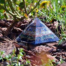 Load image into Gallery viewer, New Orgone Pyramid for Healing Heart | Black Tourmaline | Lapis Lazuli | Amazonite | Green Jade Orgonite Pyramid for EMF Protection - Crystal Chakra Stone Pyramid
