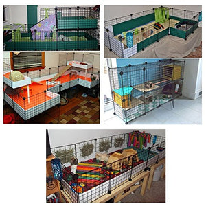 LANGXUN 16pcs Metal Wire Storage Cubes Organizer, DIY Small Animal Cage for Rabbit, Guinea Pigs, Puppy | Pet Products Portable Metal Wire Yard Fence(14" H)