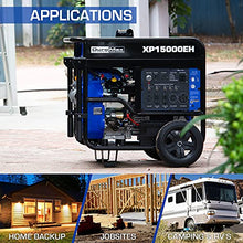 Load image into Gallery viewer, DuroMax XP15000EH Dual Fuel Portable Generator-15000 Watt Gas or Propane Powered Electric Start-Home Back Up &amp; RV Ready, 50 State Approved, Blue and Black
