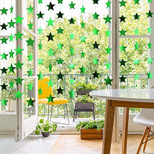 130 Feet Glitter Star Paper Garland Banner Hanging Decoration for Graduation Class of 2022 Congrats Grad Wedding Birthday Festival Party Decoration (Green)