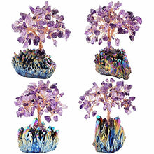 Load image into Gallery viewer, mookaitedecor Amethyst Crystal Tree, Quartz Cluster Rainbow Titanium Crystals Base Bonsai Money Tree for Wealth and Luck
