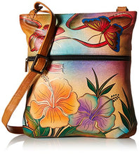 Load image into Gallery viewer, Anna Anuschka Slim Crossbody Bag | Genuine Leather | Antique Hibiscus
