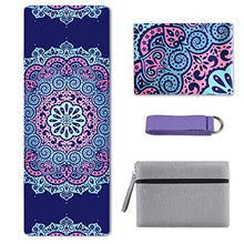Load image into Gallery viewer, KUYOU Yoga Mat Foldable 1/16 Inch Thick Non-Slip Travel Yoga Mat Cover Pad Sweat Absorbent and Soft Lightweight Exercise Workout Mat with 96 inch Stretch Band Strap for Yoga Pilates and Fitness
