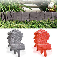 Load image into Gallery viewer, Garden Plastic Fence Edging - 10 or 20 pcs Cobbled Stone Effect Lawn Edging Plant Border Palisade Trellis - DIY Decorative Flower Grass Bed Border for Landscaping Walkways (Gray 20 pcs)
