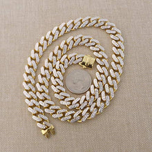 Load image into Gallery viewer, 14k Yellow and White Gold Diamond Cut Textured 11 Millimeter Miami Cuban Chain Necklace, 24 Inch
