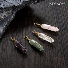 Load image into Gallery viewer, JADENOVA Full Wire Wrapped Energy Healing Crystal Gemstone Pendant Necklace 18" Stainless Steel Chain（Natural Aventurine）
