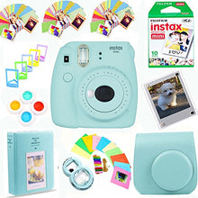 Load image into Gallery viewer, Fujifilm Instax Mini 9 Instant Film Camera (Ice Blue) + Instax Film (10 Shots) + Pleather Case + 64 Pocket Album+ Photix Self-Standing Frames + Stick-on Frames Exclusive Instax Design Bundle
