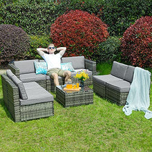 Load image into Gallery viewer, YITAHOME 8 Piece Outdoor Patio Furniture Sets, Garden Conversation Wicker Sofa Set, and Patio Sectional Furniture Sofa Set with Coffee Table and Cushion for Lawn, Backyard, and Poolside, Gray Gradient
