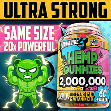 Load image into Gallery viewer, Hemp Gummies - 2 000 000, 60 Sweets - Stress, Insomnia &amp; Anxiety Relief - Made in USA - Tasty &amp; Relaxing Herbal Gummies - Premium Extract - Mood &amp; Immune Support - Omega 3-6-9 Complex
