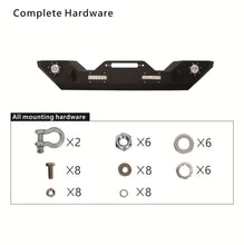 Load image into Gallery viewer, ‎ECOTRIC Front Bumper Compatible with 2007-2022 Jeep Wrangler JK/JKU JL/JLU Gladiator JT Front Bumper Rock Crawler Winch Plate W/Winch Plate &amp; 2 18W LED Lights D-rings
