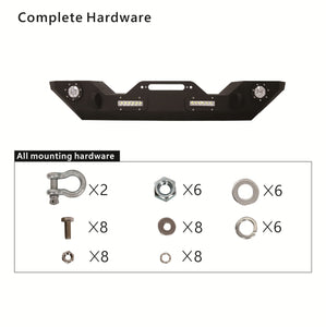 ‎ECOTRIC Front Bumper Compatible with 2007-2022 Jeep Wrangler JK/JKU JL/JLU Gladiator JT Front Bumper Rock Crawler Winch Plate W/Winch Plate & 2 18W LED Lights D-rings