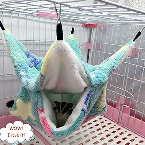 Oncpcare Small Pet Cage Hammock, Bunkbed Sugar Glider Hammock, Guinea Pig Cage Accessories Bedding, Warm Hammock for Parrot Ferret Squirrel Hamster Rat Playing Sleeping