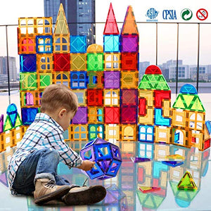 Magnet Building Tiles 130 Pcs 3D Toys Magnets Magnetic Blocks Set Preschool Toys Gifts for 3 4 5 Years Old Age Boys Girls and Toddlers.