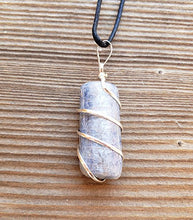 Load image into Gallery viewer, [A&amp;S Crystals] KYANITE Spiral Wrapped Tumbled Stone Pendant Gemstone
