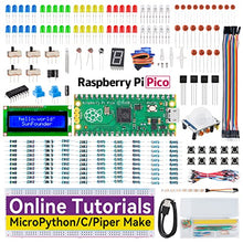 Load image into Gallery viewer, SunFounder Raspberry Pi Pico Starter Kit with 40 Projects Online Tutorials, MicroPython C Piper Make Code, One-Stop Learning Electronics and Programming for Raspberry Pi Arduino Beginners &amp; Experts
