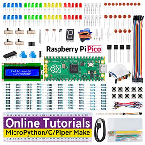 SunFounder Raspberry Pi Pico Starter Kit with 40 Projects Online Tutorials, MicroPython C Piper Make Code, One-Stop Learning Electronics and Programming for Raspberry Pi Arduino Beginners & Experts