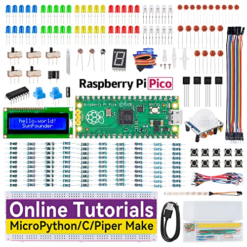 SunFounder Raspberry Pi Pico Starter Kit with 40 Projects Online Tutorials, MicroPython C Piper Make Code, One-Stop Learning Electronics and Programming for Raspberry Pi Arduino Beginners & Experts
