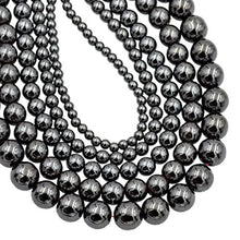 Load image into Gallery viewer, AD Beads Smooth Natural Gemstone Round Loose Beads 15&quot; 4mm 6mm 8mm 10mm (8mm, Black Hematite)
