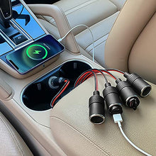 Load image into Gallery viewer, Electop 1 to 4 Car Cigarette Lighter Splitter Adapter Power Charger Port, 12V 24V Plug Socket Adapter 4-Way Splitter, 12 inch Cigarette Lighter Extension Cord Cable 18AWG with 20A Fuse
