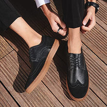 Load image into Gallery viewer, Men's Wingtip Brogue Oxfords Sneakers Genuine Leather Casual Dress Shoes Black Mens Footwear Size 10
