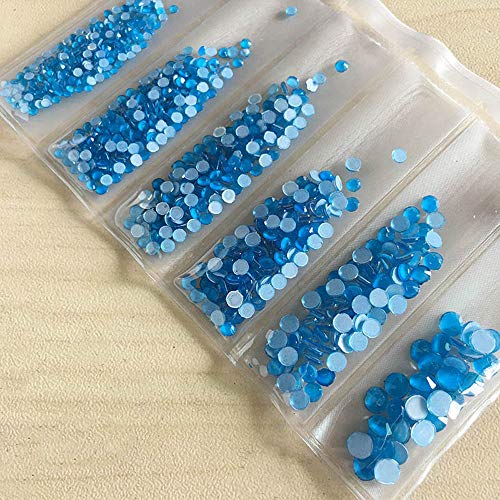 1080pcs Mix SS6-SS20 Fluorescent Rhinestones Luminous Non Hotfix Neon Rhinestone Noctilucent Electric Nail Art Decorations (Blue)