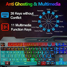 Load image into Gallery viewer, Wireless Gaming Keyboard and Mouse,RGB Backlit Rechargeable Keyboard Mouse with 4800mAh Battery Metal Panel,Removable Hand Rest Mechanical Feel Keyboard and 7 Color Gaming Mute Mouse for PC Gamer
