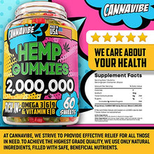 Load image into Gallery viewer, Hemp Gummies - 2 000 000, 60 Sweets - Stress, Insomnia &amp; Anxiety Relief - Made in USA - Tasty &amp; Relaxing Herbal Gummies - Premium Extract - Mood &amp; Immune Support - Omega 3-6-9 Complex
