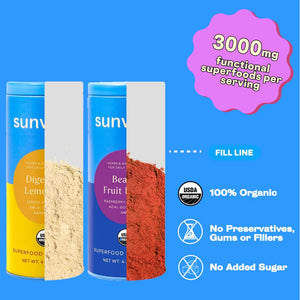 Sunwink Organic Superfood Powder Pack, Digestion Lemonade for Digestion and Gut Support, Beauty Fruit Punch for Glowing Radiant Skin. Plant Based Drink Mix. No Added Sugar (40 Servings)