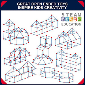OleFun Fort Building Kit for Kids Age 4,5,6,7,8+Year old Boys & Girls, 120 pcs Forts Builder Creative STEM Toy for Castles, Tunnels, Play Tent, Rocket Indoor & Outdoor- Ideal Christmas & Birthday Gift