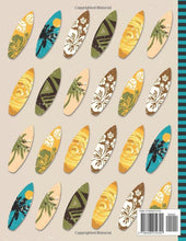 Load image into Gallery viewer, Undated Hourly Planner And 200-Page College-Ruled Notebook: 8.5x11 53-Week Non-Dated Weekly Daily Diary / 5AM - 10PM in 30 Minute Interval / With To ... Surfboard - Surfing Pattern on Tan Beige
