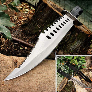 Tactical Knife Survival Knife Hunting Knife 17.25" Fixed Blade Knife Razor Sharp Edge Camping Accessories Camping Gear Survival Kit Survival Gear Tactical Gear 74540 (Silver)