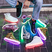Load image into Gallery viewer, Wajin LED Light Up Shoes Kids High top Sneakers with USB Charging Flashing Luminous Shoes Dancing Sneakers for Boys Girls Toddles Gift Gold
