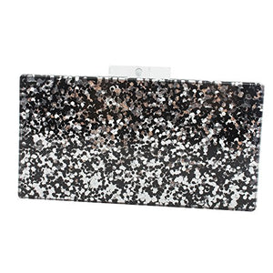 Black Acrylic Clutch Bags Glitter Purse Perspex Bag Handbags for Women (BLACK)