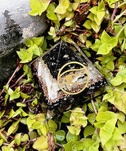 Load image into Gallery viewer, Orgone Pyramid Black Tourmaline with Copper Coil for Goodluck - Positive Energy Generator Orgonite Pyramid Reiki Healing - Spiritual Chakra Balance Selenite Crystal Pyramid - Yoga Meditation Pyramid
