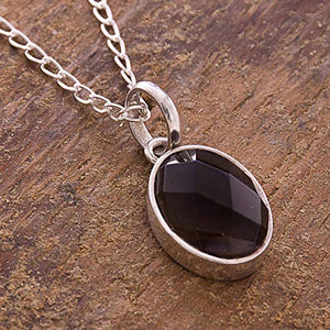 NOVICA Obsidian .925 Sterling Silver Pendant Necklace 'Lovely Facet'