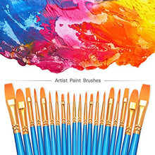 Load image into Gallery viewer, BOSOBO Paint Brushes Set, 2 Pack 20 Pcs Round Pointed Tip Paintbrushes Nylon Hair Artist Acrylic Paint Brushes for Acrylic Oil Watercolor, Face Nail Art, Miniature Detailing and Rock Painting, Blue
