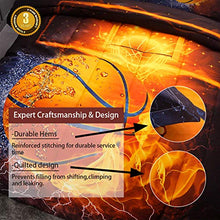 Load image into Gallery viewer, JQinHome Full 3-Piece Basketball and Fire Comforter Sets - Sports Themed - All-Season Down Alternative Quilted Duvet - Reversible Design - Includes 1 Comforter, 2 Pillow Shams
