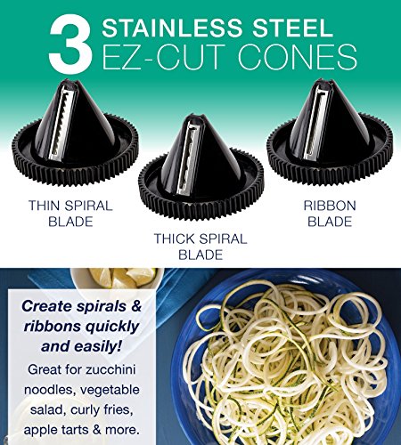 Load image into Gallery viewer, Electric Spiralizer with 3 Blades - Fast, Easy Spiral Vegetable Slicer - Stainless Steel - Compact Storage - Fits Most Large Vegetables Including Zucchini and Carrots - By PII
