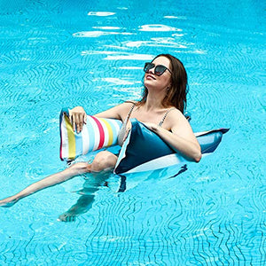 FindUWill Fabric Pool Hammock Floats, XL, 2Pack Inflatable Multi-Purpose Water Hammocks Floaties (Saddle, Lounge Chair, Hammock, Drifter), Pool Float Lounger for Adults