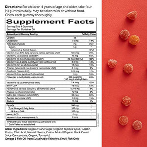 SmartyPants Kids Formula Daily Gummy Multivitamin: Vitamin C, D3, and Zinc for Immunity, Gluten Free, Omega 3 Fish Oil (DHA/EPA), , Vitamin B6, Methyl B12, 120 Count (30 Day Supply)