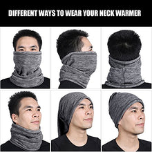 Load image into Gallery viewer, WTACTFUL Windproof Fleece Neck Warmer Scarf Face Mask Cover Bandana for Cold Weather Keep Warm Gear Winter Outdoor Sports Snowboard Skiing Cycling Hunting Fishing Men Women Gray &amp; Green
